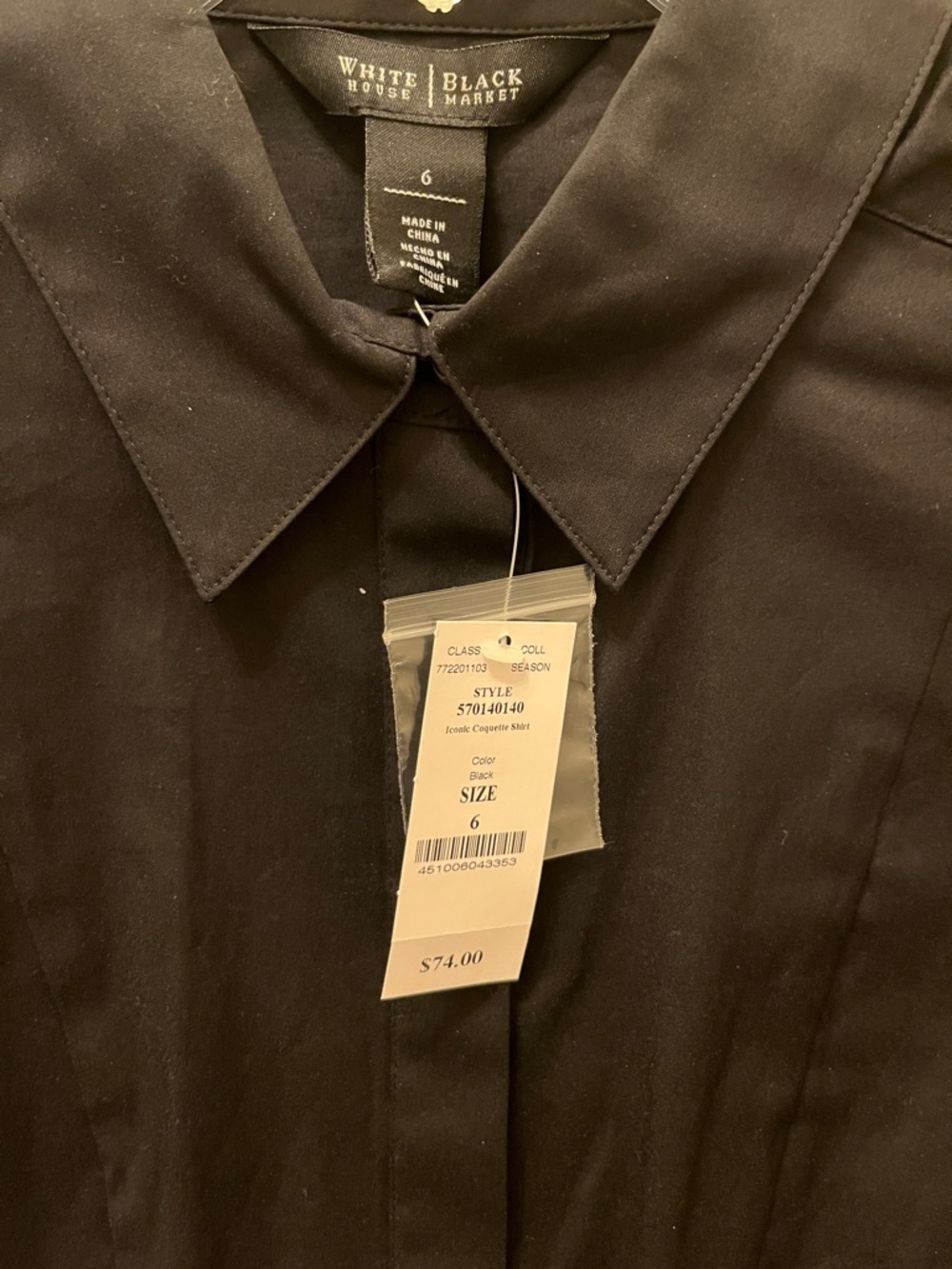 WHITE HOUSE/BLACK MARKET Short-Sleeve Button-Down Shirt - BLACK - SIZE 6 - Picture 3 of 11